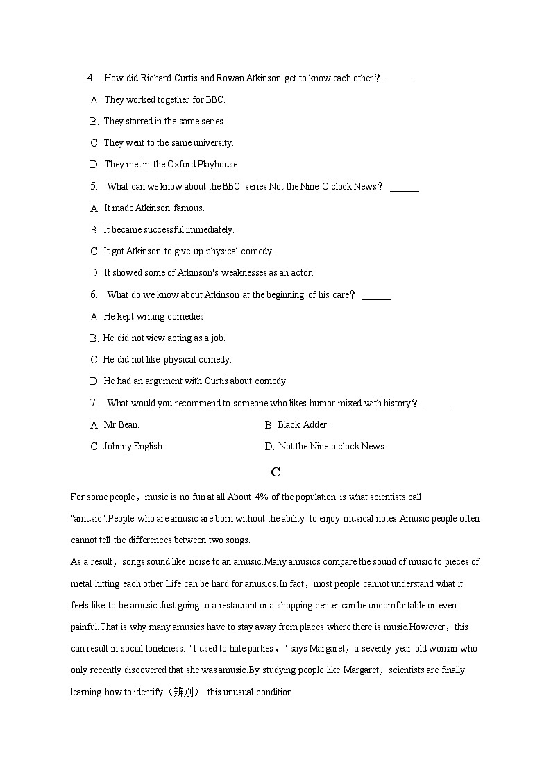 2022-2023学年四川省广元市重点学校高一（下）期中英语试卷（含解析）03