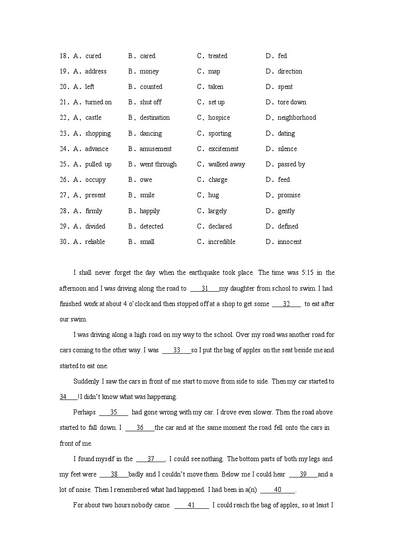 广东高考英语完形填空专项训练03