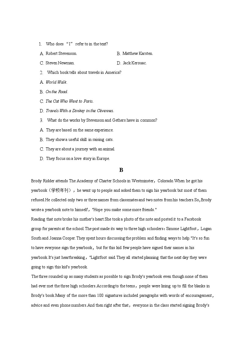 2022-2023学年河北省三所重点高中高一（下）期中英语试卷第2页