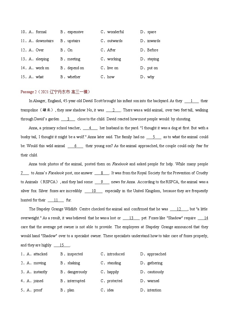 专题11 完形填空（新高考15空）-2021年高考真题和模拟题英语分项汇编（原卷版）第3页