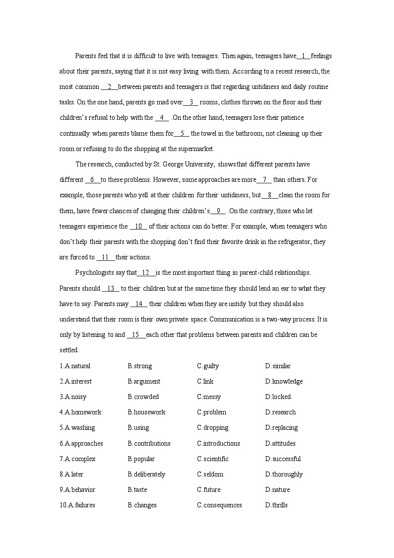 2022新高考衡水名师原创英语专题卷：专题05 完形填空议论类专练03