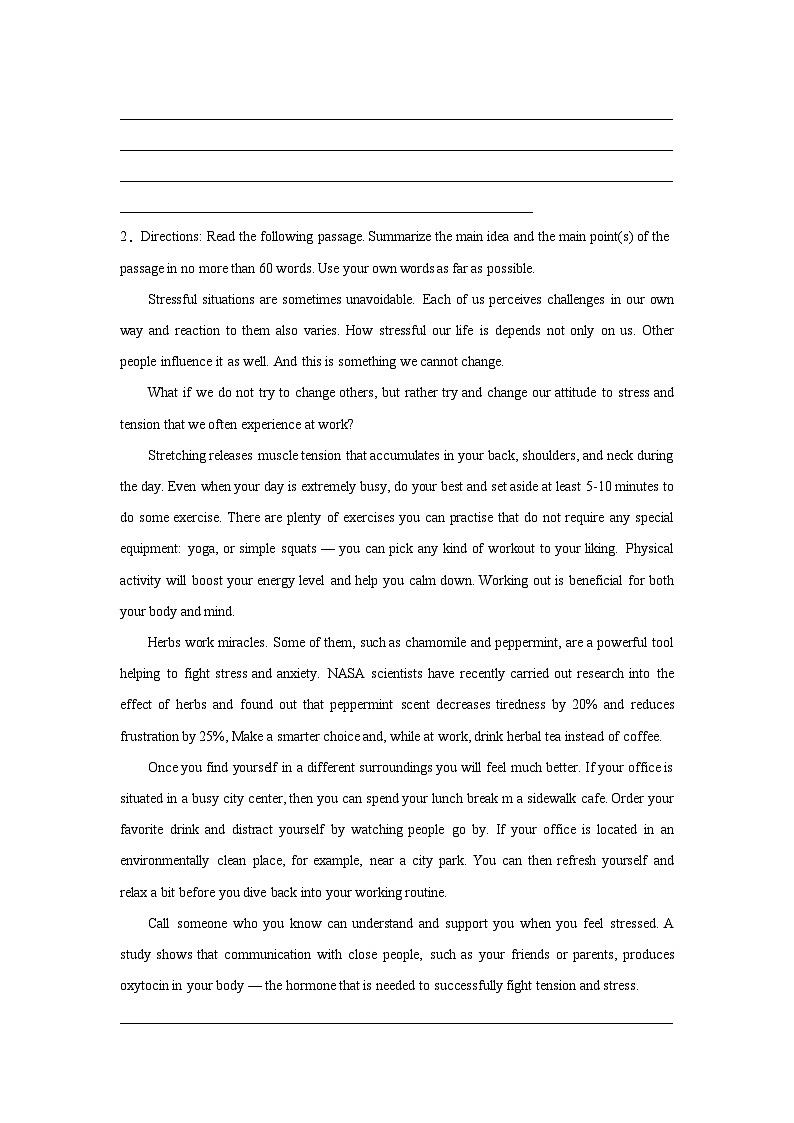 上海高考英语概要写作专项训练02