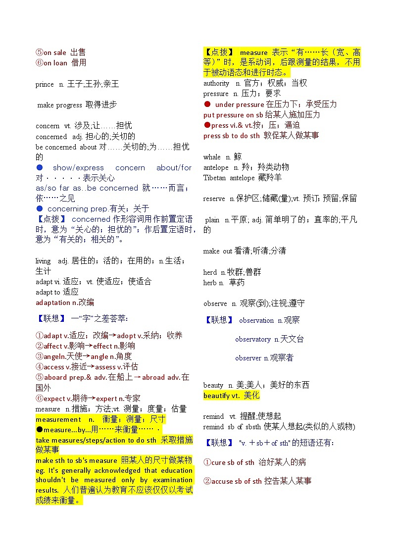 必修第二册 Unit 2-2024年高考英语一轮复习重难词汇练习（人教版2019）第2页
