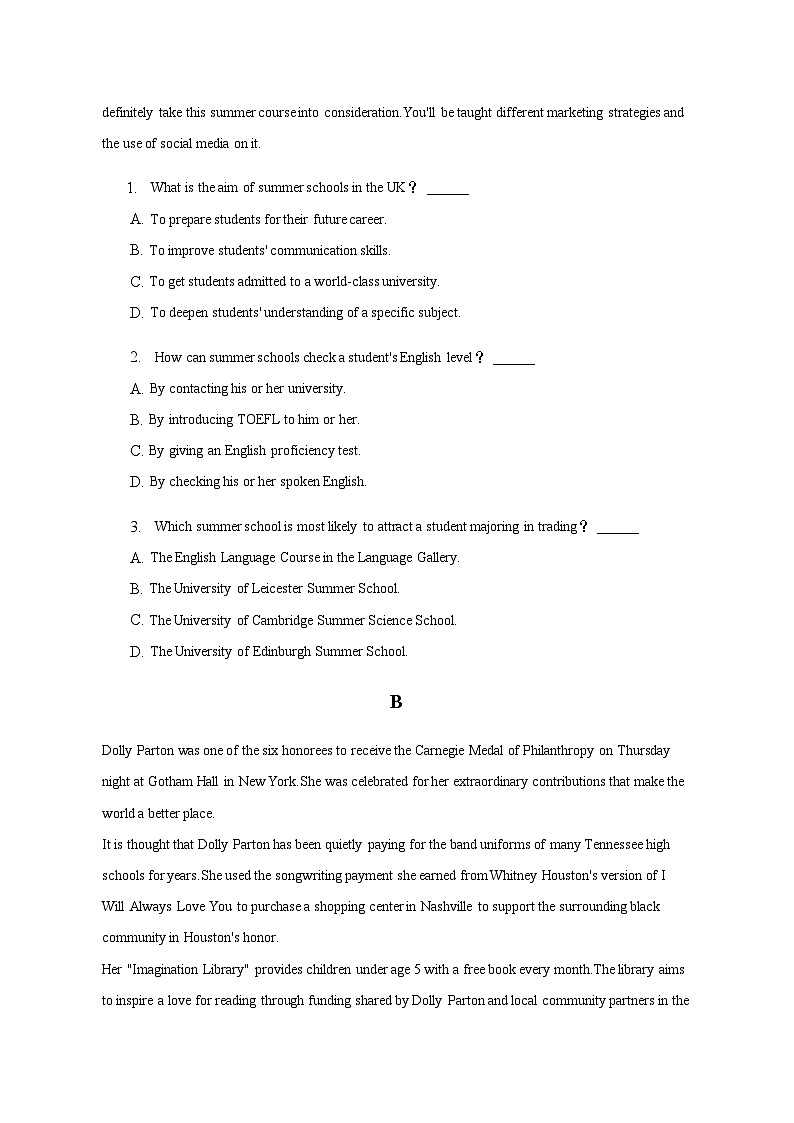 2022-2023学年陕西省西安市高考英语一模试卷含答案02