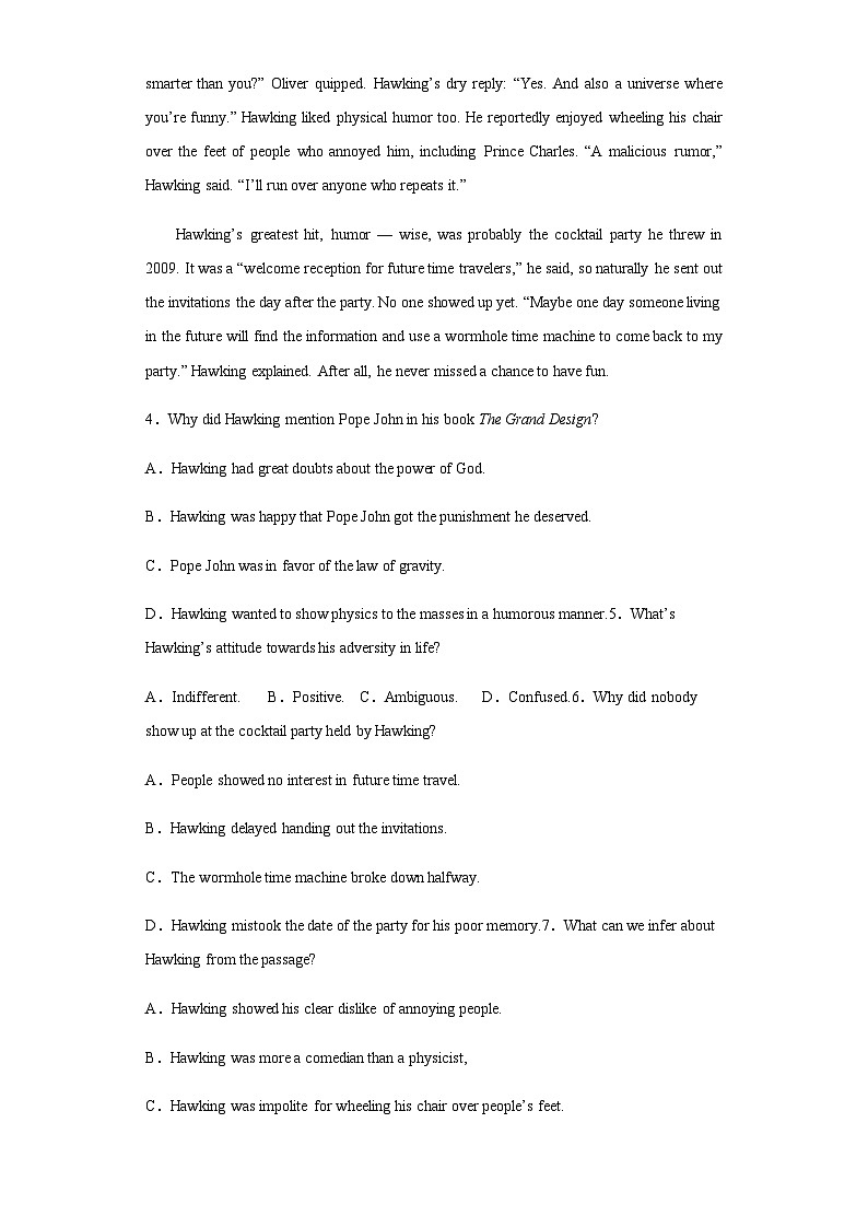 2023届河南省五市高三第二次联考（二模）英语试题含解析第3页