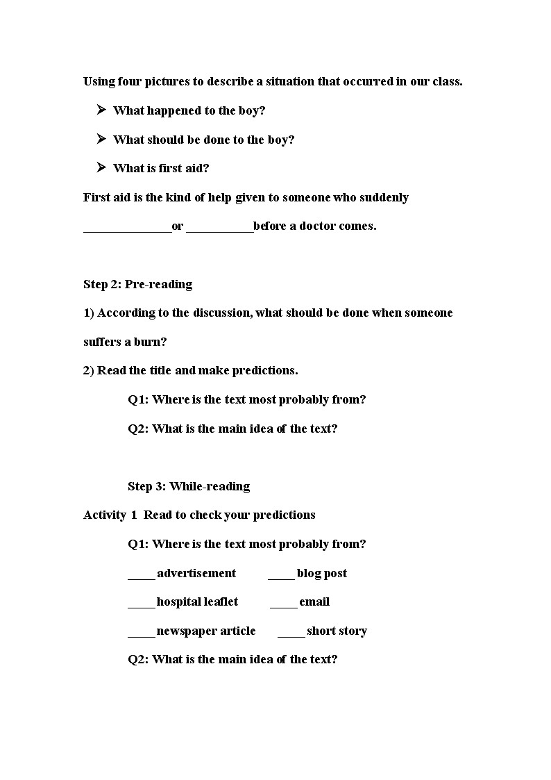 Unit 5 Reading and thinking First Aid For Burns教案-2022-2023学年高中英语人教版（2019）选择性必修第二册02