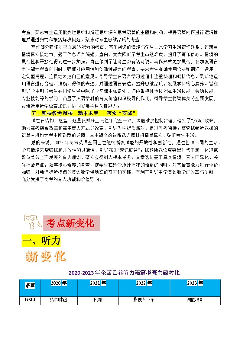2023年高考英语真题完全解读（试卷点评）（全国乙卷）03