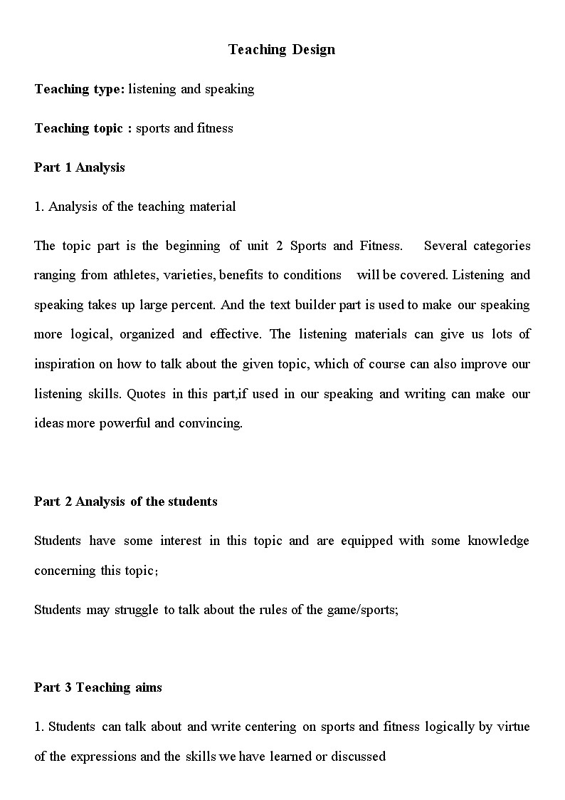 Unit 2 Sports and Fitness Topic talk 教学设计-2022-2023学年高中英语北师大版(2019)必修第一册01