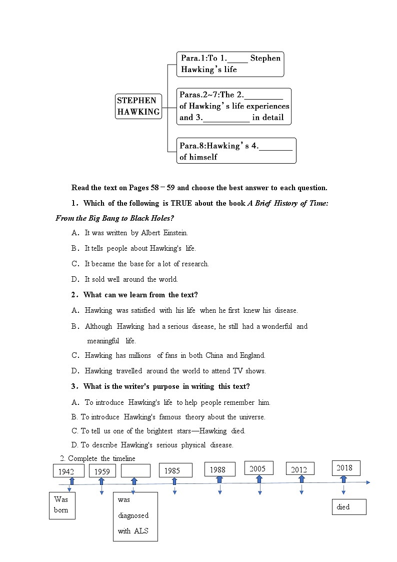 Unit 12 Lesson 3 Stephen Hawking 学案-2022-2023学年高中英语北师大新版（2019）选择性必修第四册02