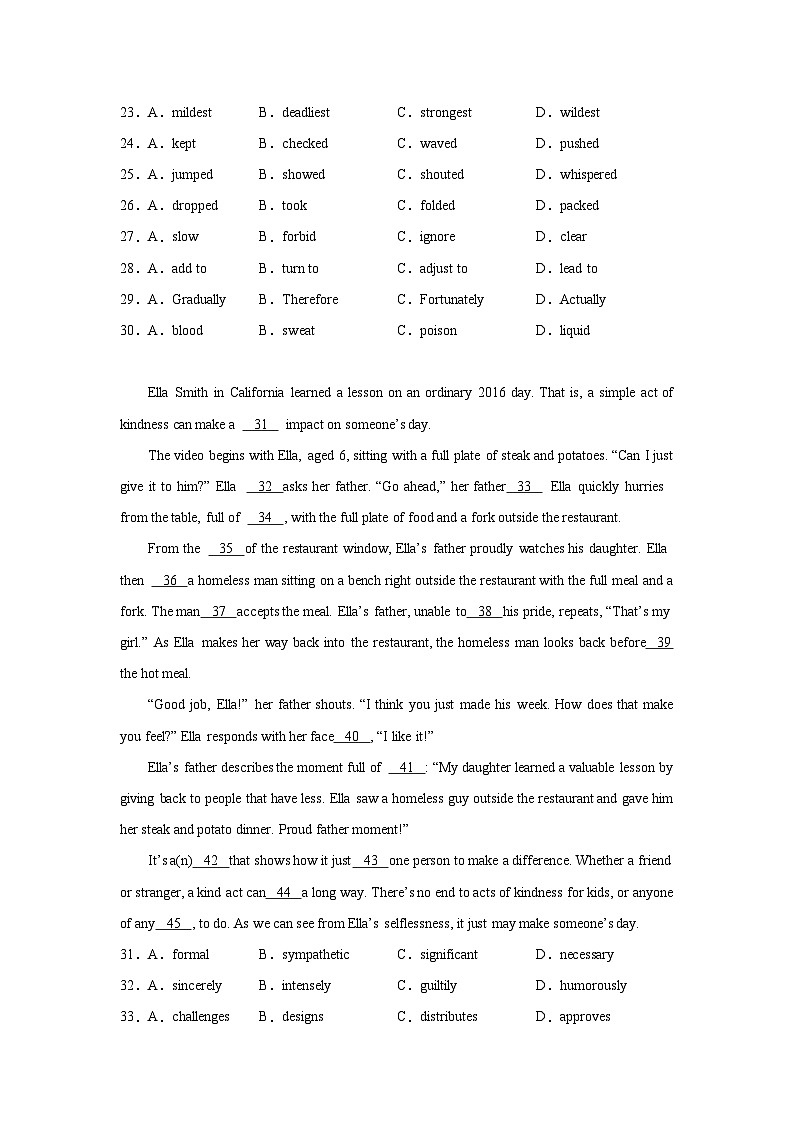 山东高考英语完形填空专项训练第3页