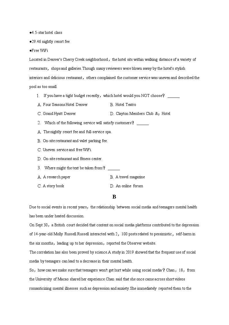2022-2023学年浙江省金华市卓越联盟高一（下）期末模拟英语试卷（含解析）02