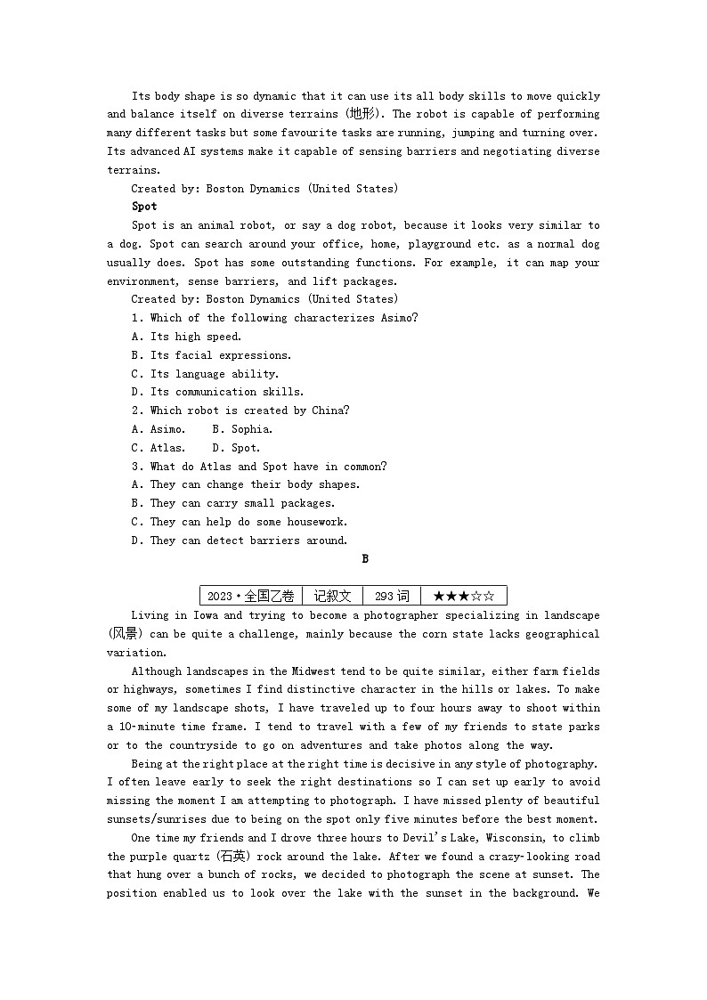 新高考2024版高考英语一轮复习微专题小练习练习10单句语法填空+阅读理解第2页