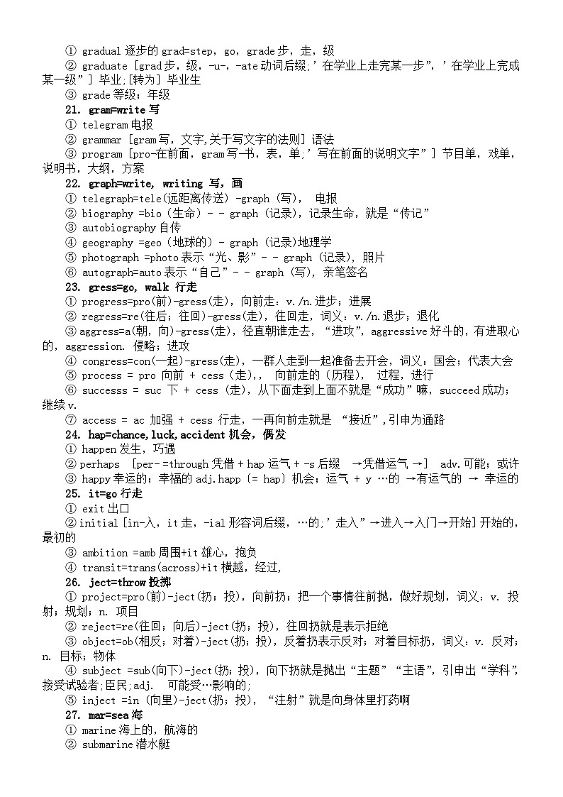 高中英语2024高考常见实用单词词根（共60组）第3页