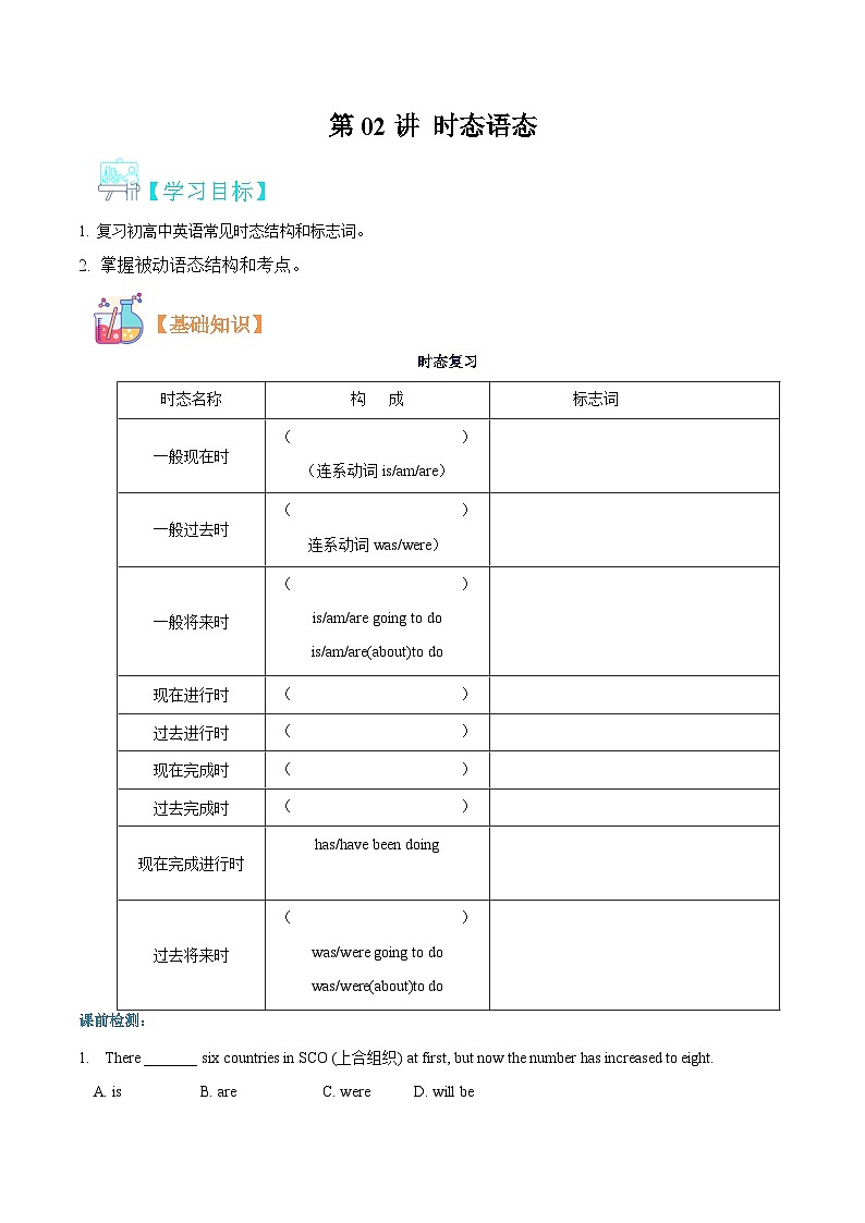 第02讲 时态语态（解析版） 第1页