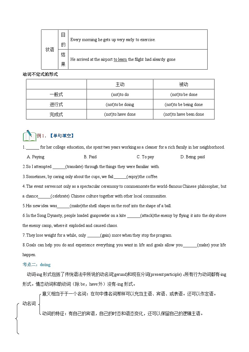 【暑假初升高】外研版英语九年级（升高一）暑假预习-第03讲-非谓语动词  讲学案02