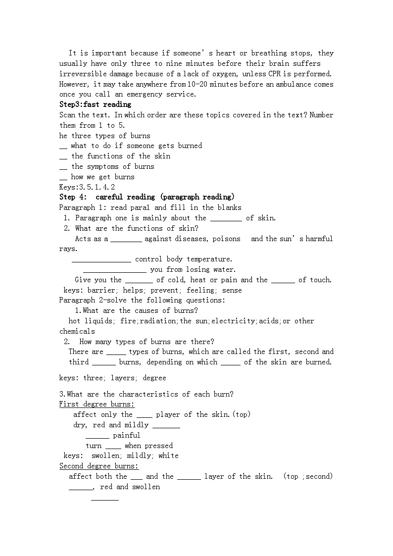 Unit 5 Reading and thinking First Aid For Burns教案-2022-2023学年高中英语人教版（2019）选择性必修第二册02