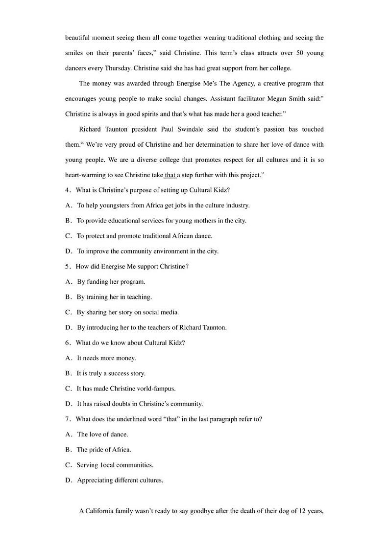 重庆实验外国语学校2022-2023学年高一下学期3月月考英语试题03