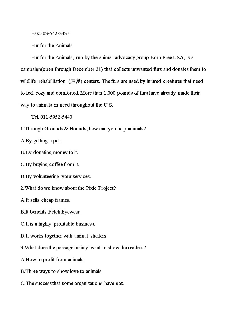 Unit 2 Wildlife protection 单元测试卷 2022-2023学年高中英语人教版必修第二册02