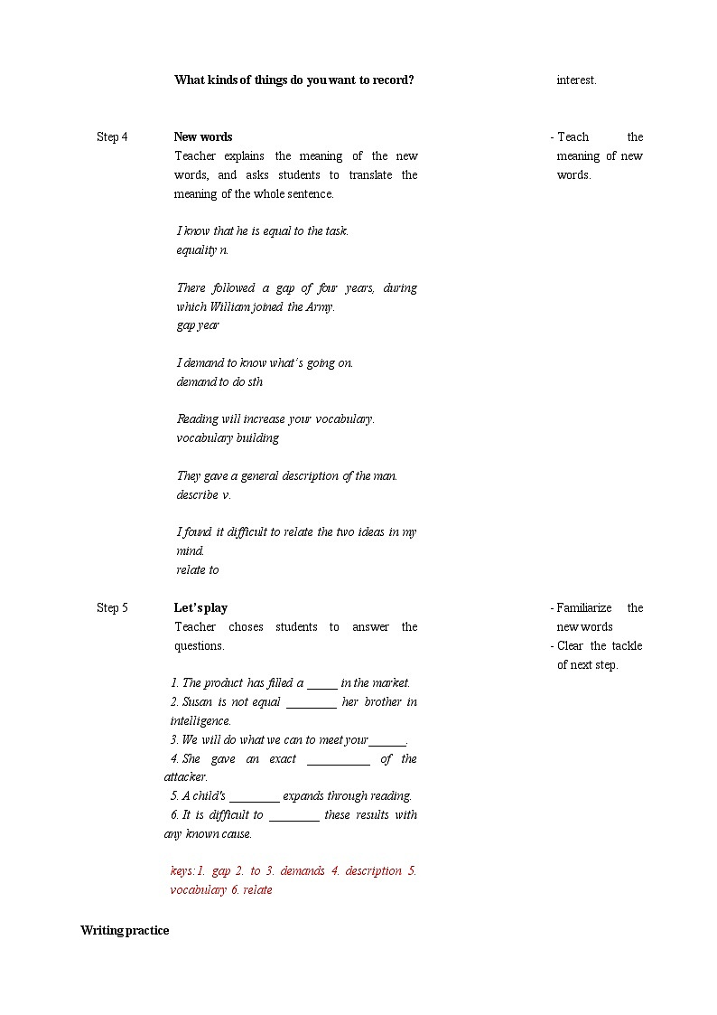 高中英语（人教版2019）必修一：Unit 5 Languages Around the World- Reading for Writing   教学设计（表格式）02