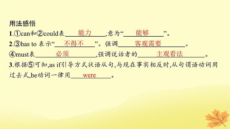 适用于新教材2024版高考英语一轮总复习语法专题突破专题1第3讲情态动词和虚拟语气课件牛津译林版第5页