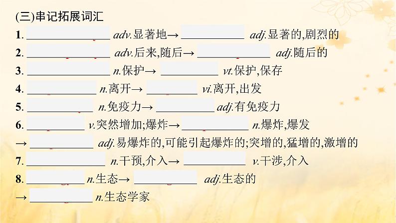 适用于新教材2024版高考英语一轮总复习背诵默写本Unit5Adelicateworld课件外研版选择性必修第二册第6页