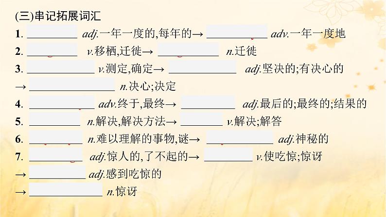 适用于新教材2024版高考英语一轮总复习背诵默写本Unit5Intothewild课件外研版必修第一册第5页