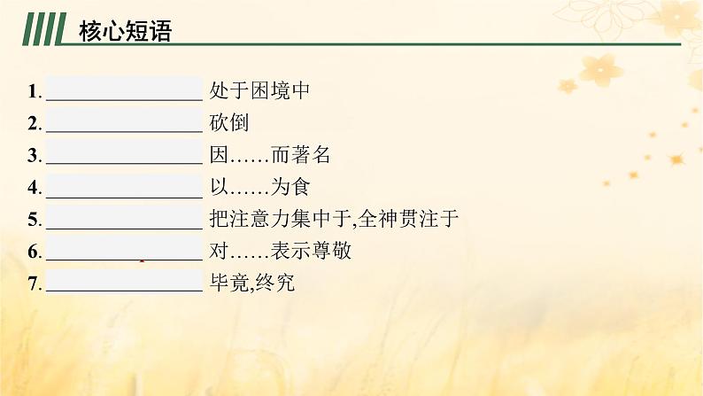 适用于新教材2024版高考英语一轮总复习背诵默写本Unit5Intothewild课件外研版必修第一册第8页