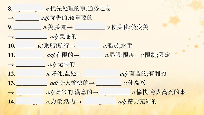 适用于新教材2024版高考英语一轮总复习背诵默写本Unit6Atonewithnature课件外研版必修第一册第8页