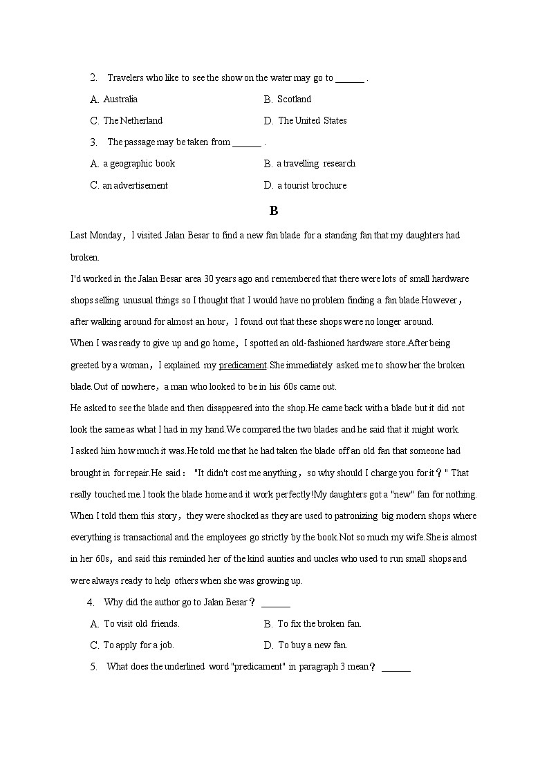 2022-2023学年浙江省绍兴市奉化区高一（下）期末英语试卷（含解析）02