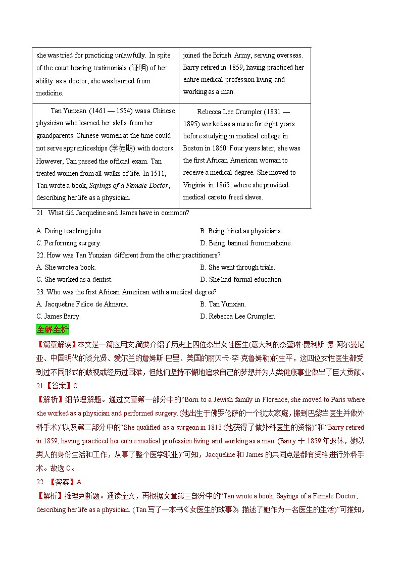 【备战2024年高考】英语 （全国通用版）2023年全国乙卷阅读理解ABCD（真题透析+变式训练）试卷第3页