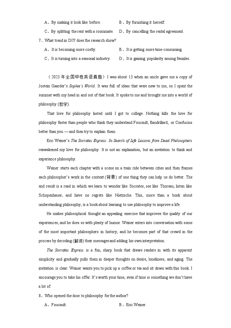 高考英语全国（甲、乙）卷3年（2021-2023）真题汇编--阅读理解第3页