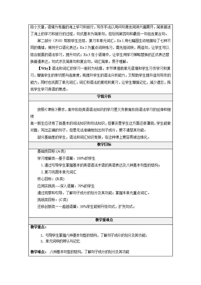 高中英语人教版(2019)必修一大单元Welcome Unit 第4课时语法词汇课课件+教案02