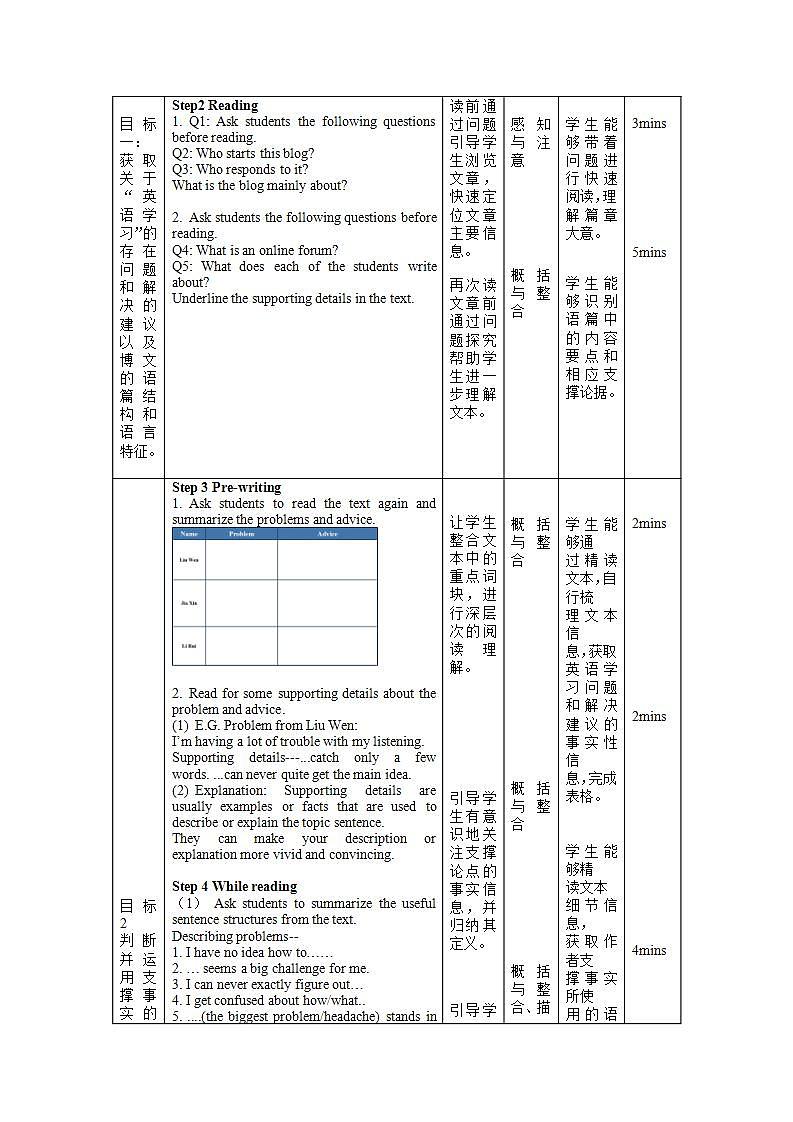 高中英语人教版(2019)必修一大单元Unit5 第5课时Reading for writing教案第3页