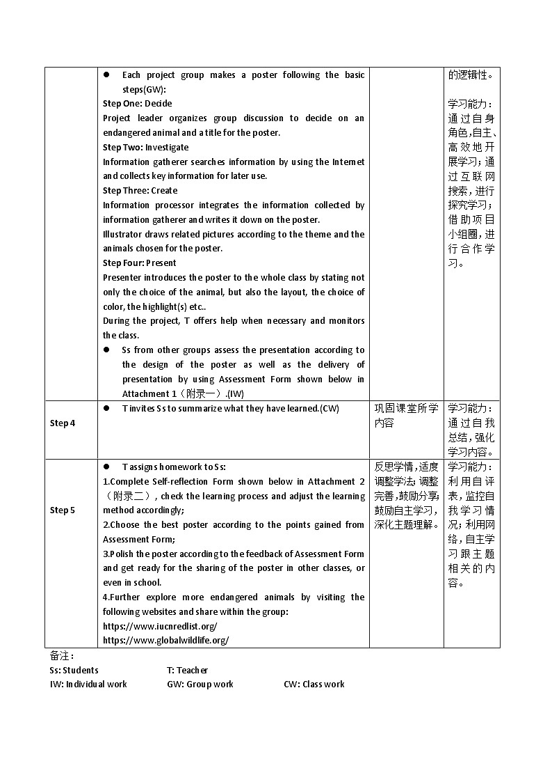 2022-2023学年高一英语必修一Unit5Into the Wild Project教学设计(外研版2019)03