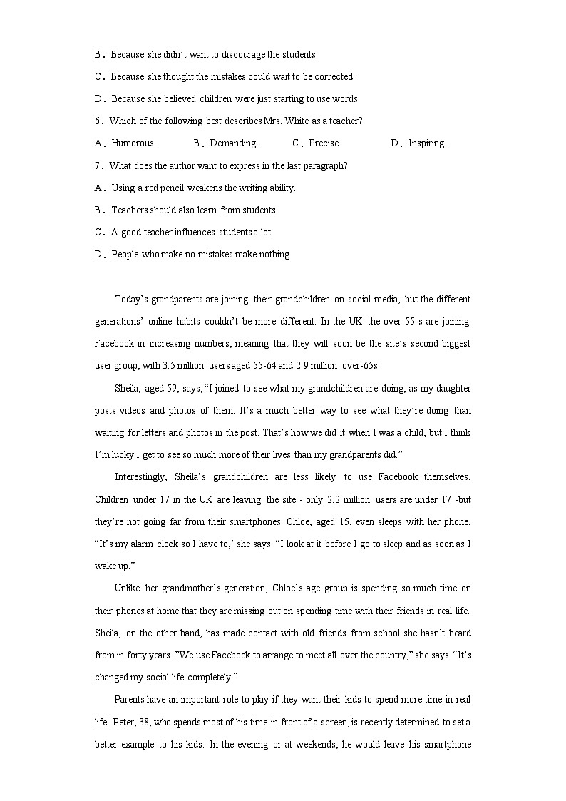 四川省内江市第六中学2022-2023学年高一下学期第一次月考英语试题（含解析）03