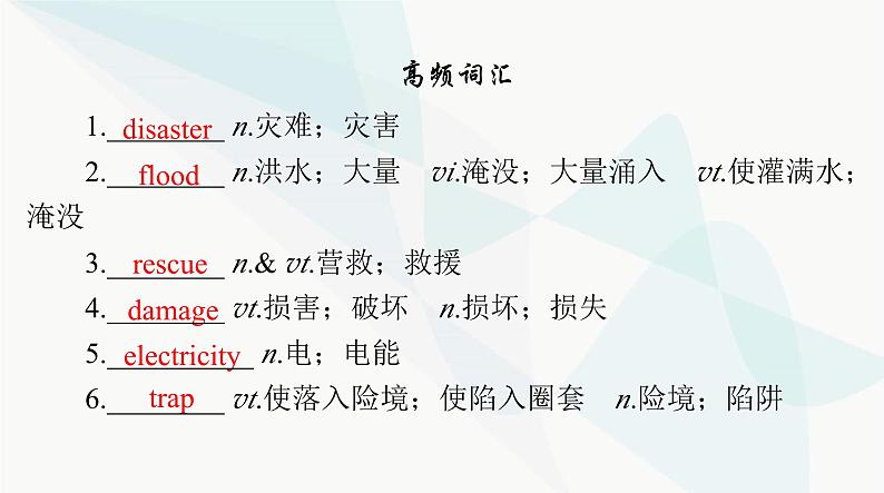 2024年高考英语一轮复习必修第一册UNIT4 NATURAL DISASTERS课件06