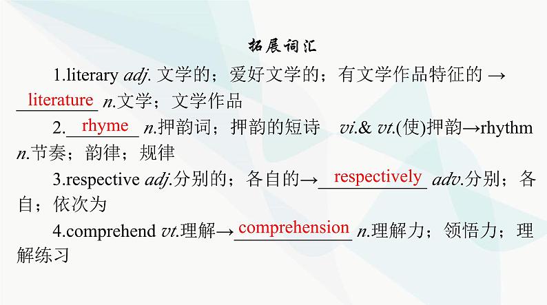 2024年高考英语一轮复习选择性必修第三册UNIT5 POEMS课件07