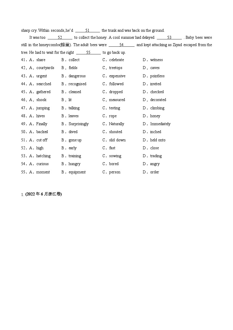 高考英语真题分项汇编三年（2021-2023）专题15+完形填空（新高考15空）03