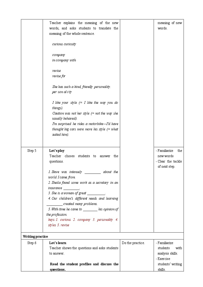 人教版英语必修一《Welcome Unit Period 4 Reading for Writing》课件+教案02