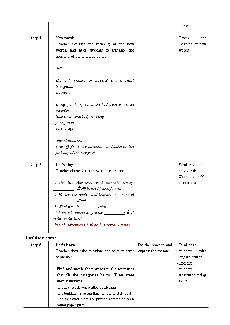人教版英语必修一Unit 1《 Period 3 Discovering Useful Structures》课件+教案02