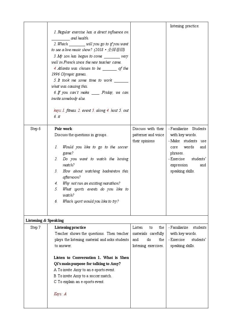 人教版英语必修一Unit 3 《Period 1 Listening and Speaking》课件+教案03