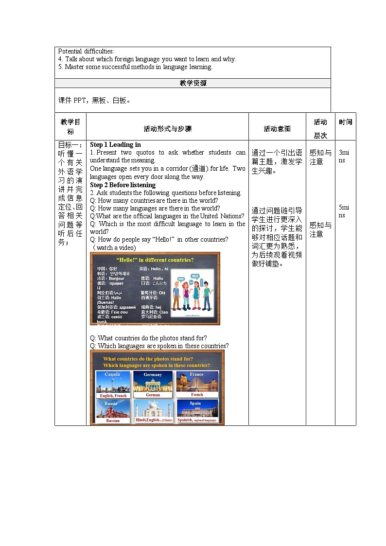 高中英语人教版(2019)必修一大单元Unit 5 Listening and Speaking课件+教案02