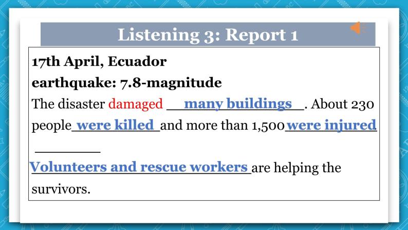 【大单元】Unit 4 Natural Disasters Listening and Speaking 课件07