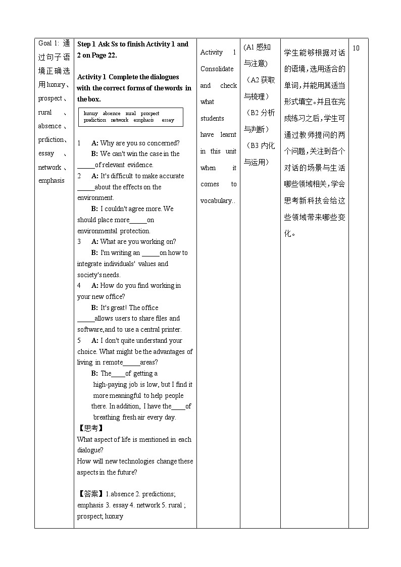 高中英语人教版(2019)选择性必修第一册Unit 2 Looking into the future Accessing your progress 教案第3页
