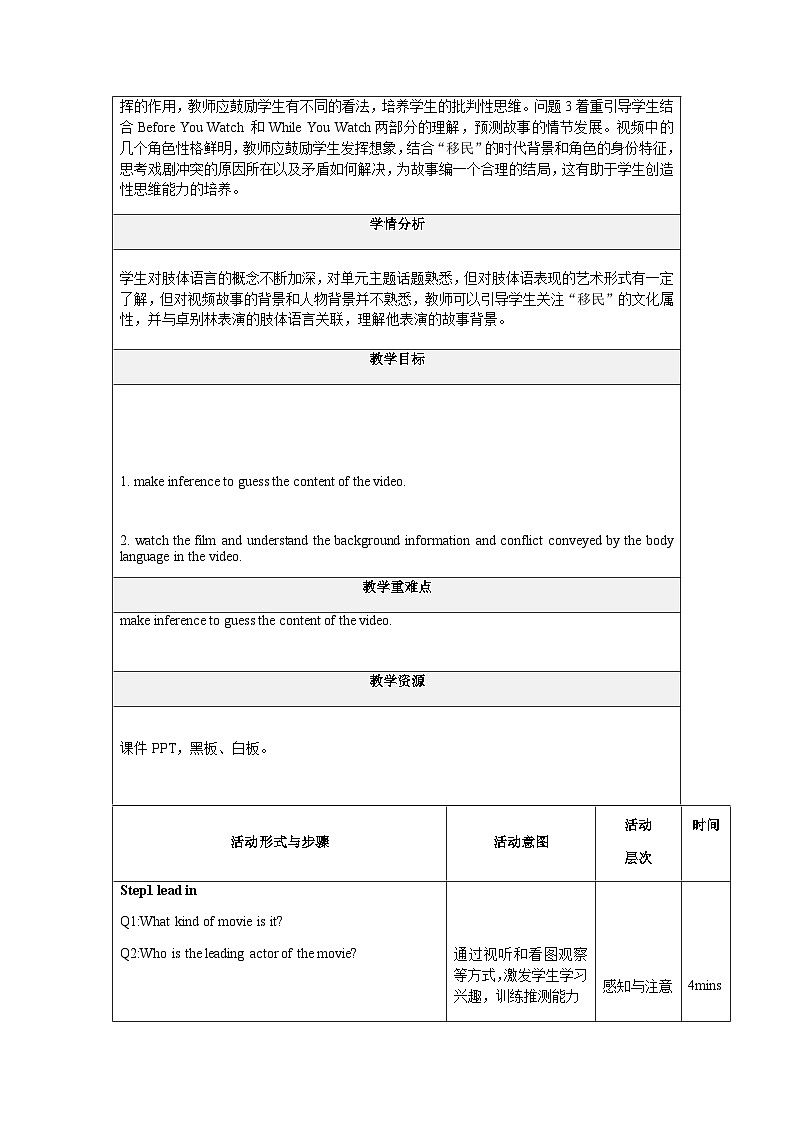 高中英语人教版(2019)选择性必修一大单元Unit4 Body Language课时7 Viewing课件+教案02