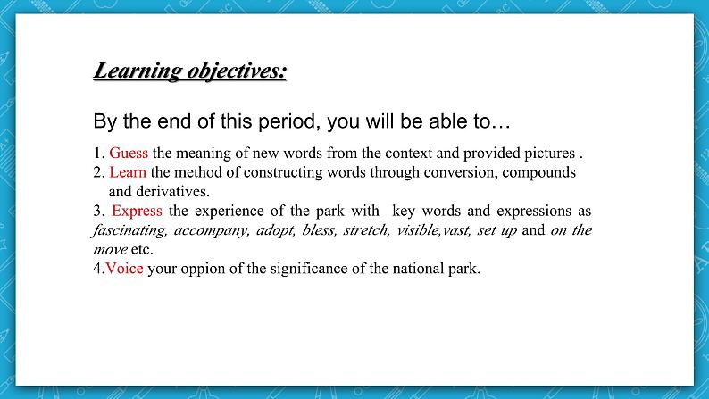 【大单元】Unit 3 Fascinating Parks  Period 3 Build up your vocabulary  课件02