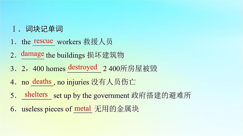 2024版高考英语一轮总复习教材复习Unit4NaturalDisasters课件新人教版必修第一册03