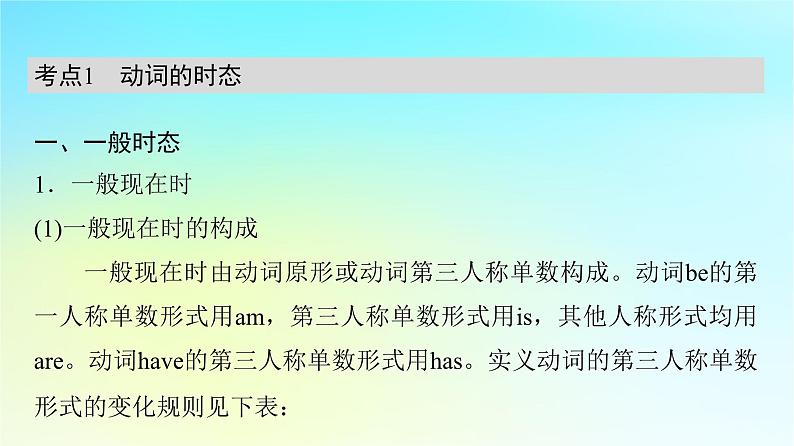 2024版高考英语一轮总复习语法专题板块1第1讲动词的时态语态和主谓一致课件新人教版03