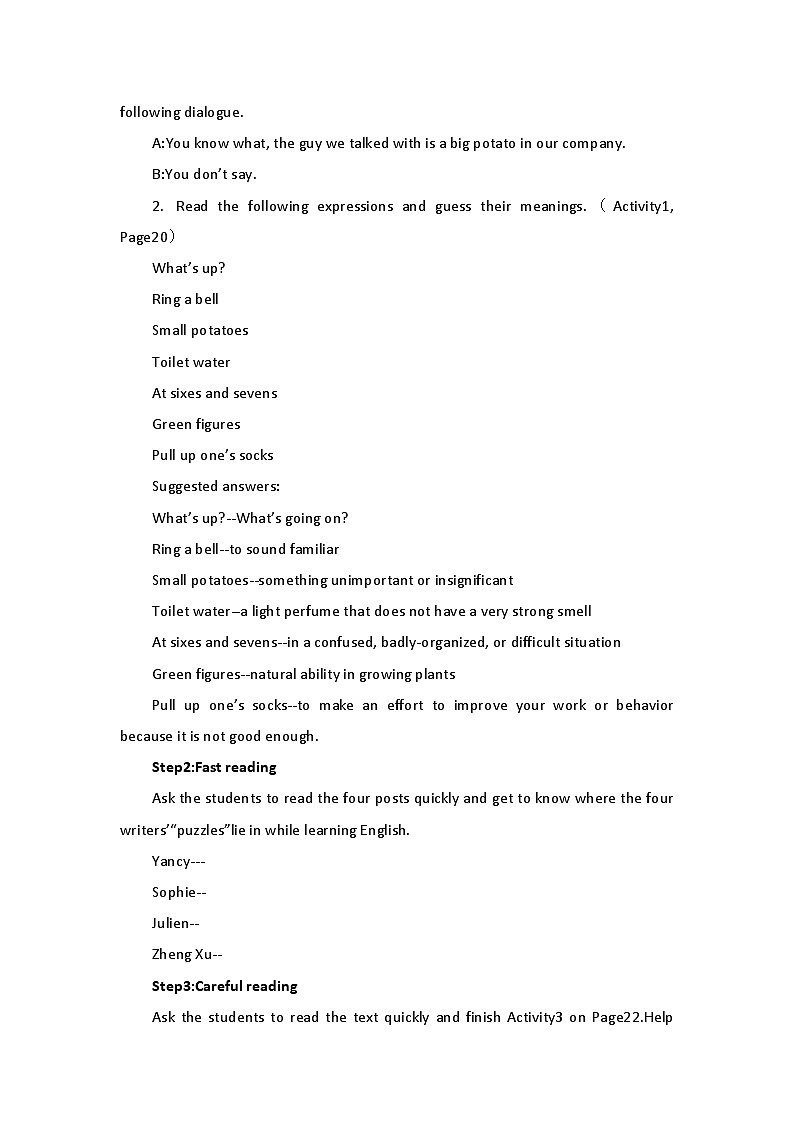 外研社（19）高中英语必修一Unit2Exploring English-Developing ideas教案02