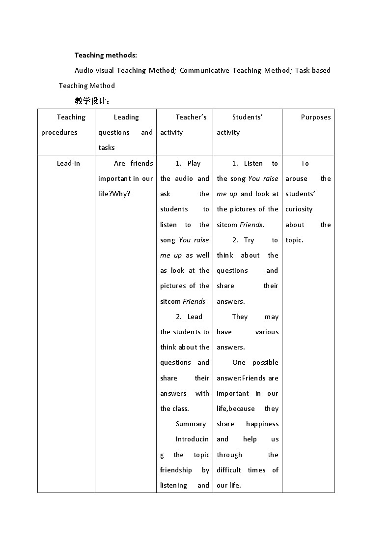 新外研社（19）高中英语必修一Unit4 Friends forever-Starting out教案02